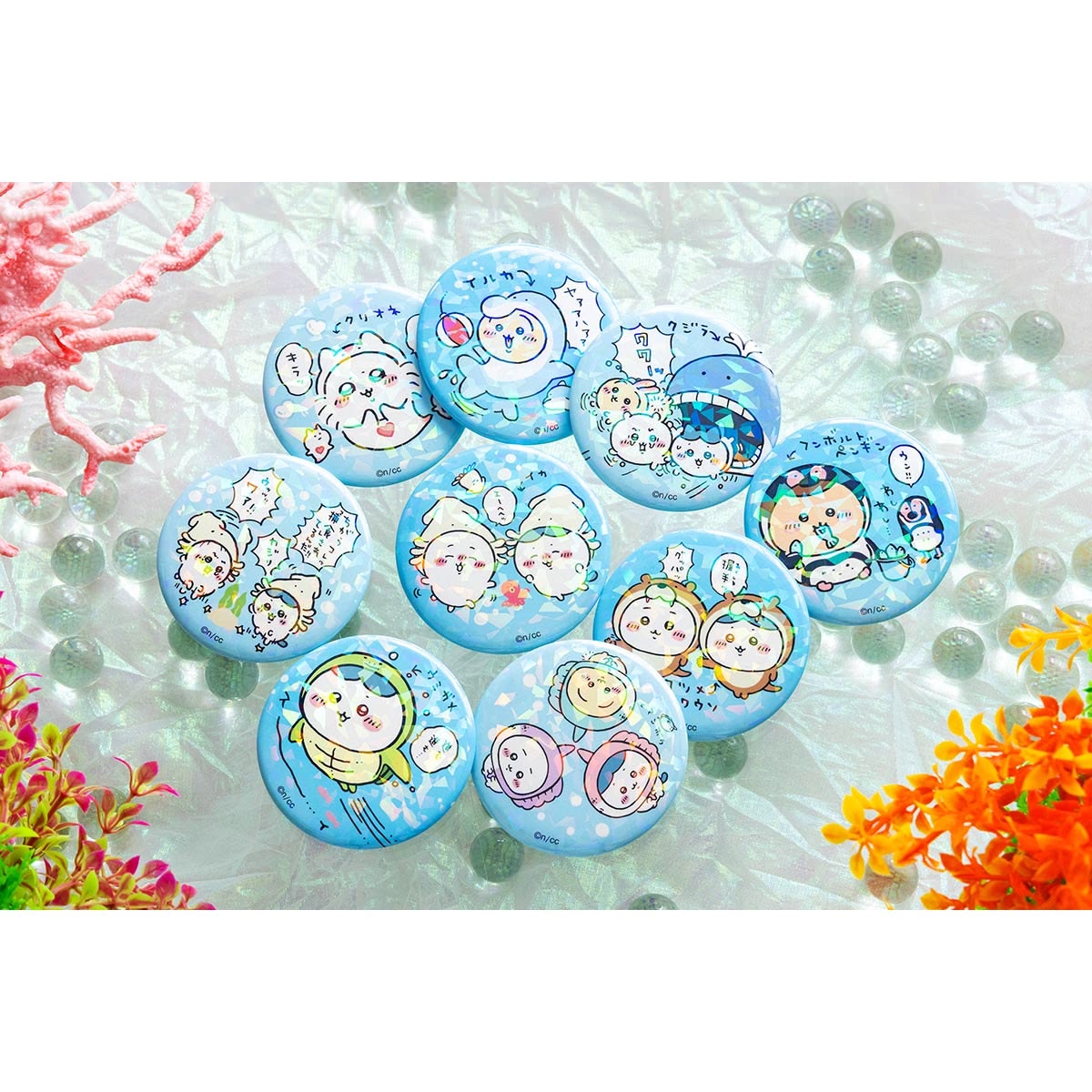 Chiikawa Aquarium Hologram Can Badge Collection