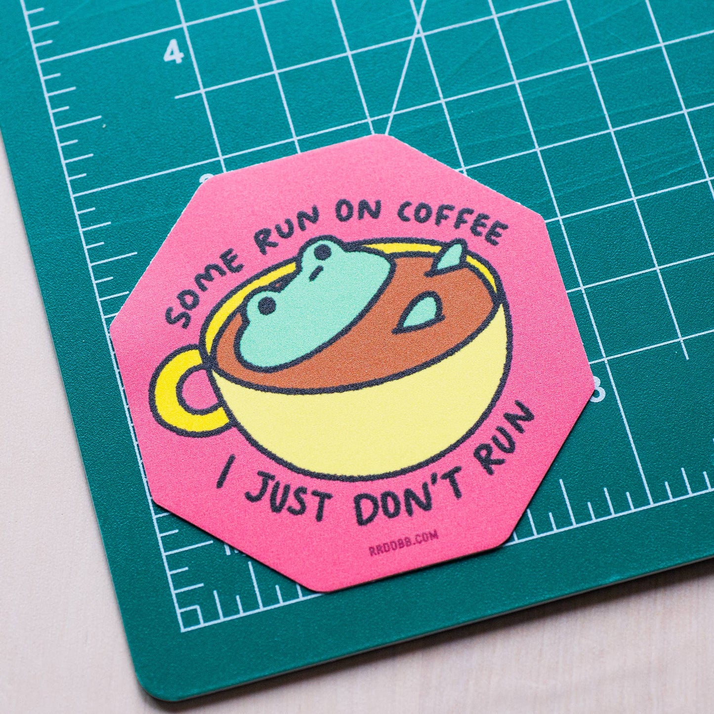Some Run On Coffee Frog Sticker