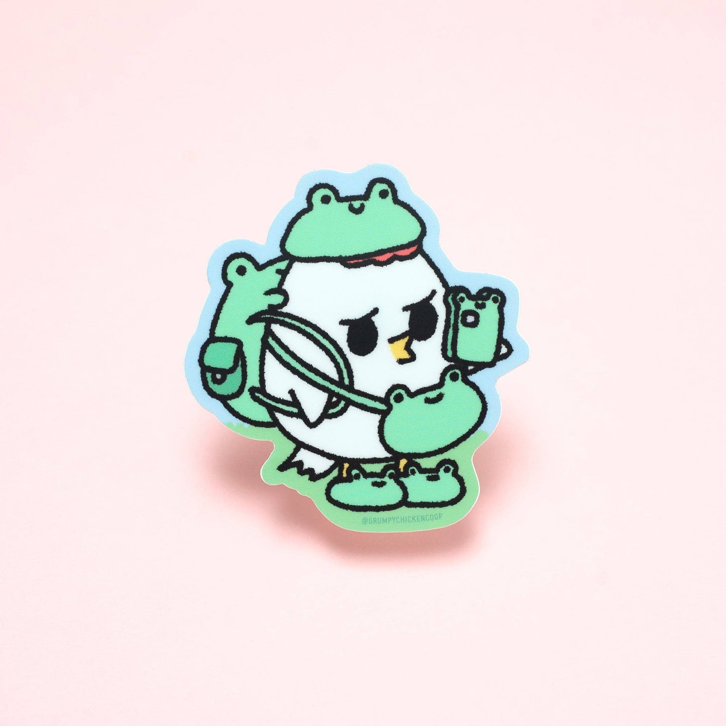 Grumpy Chicken Frog Outfit Vinyl Sticker