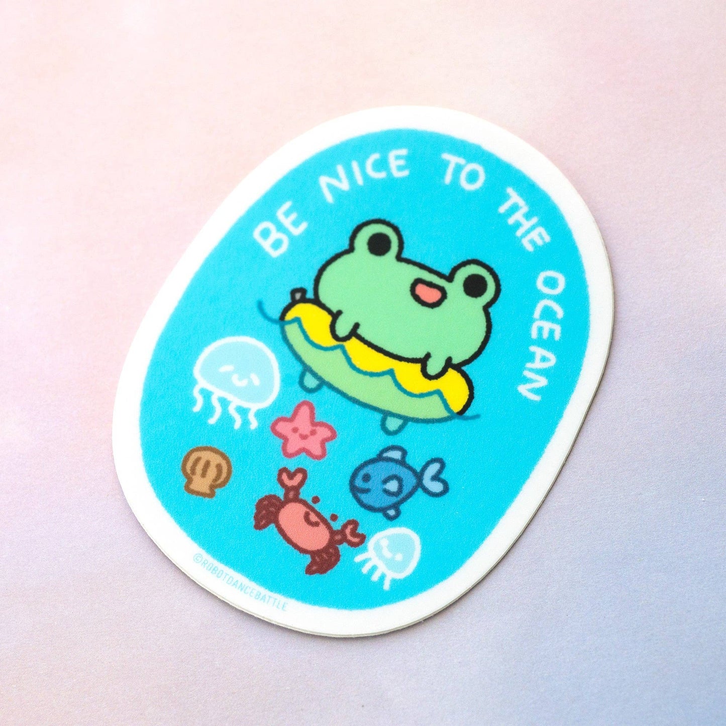 Be Nice To The Ocean Frog Vinyl Sticker