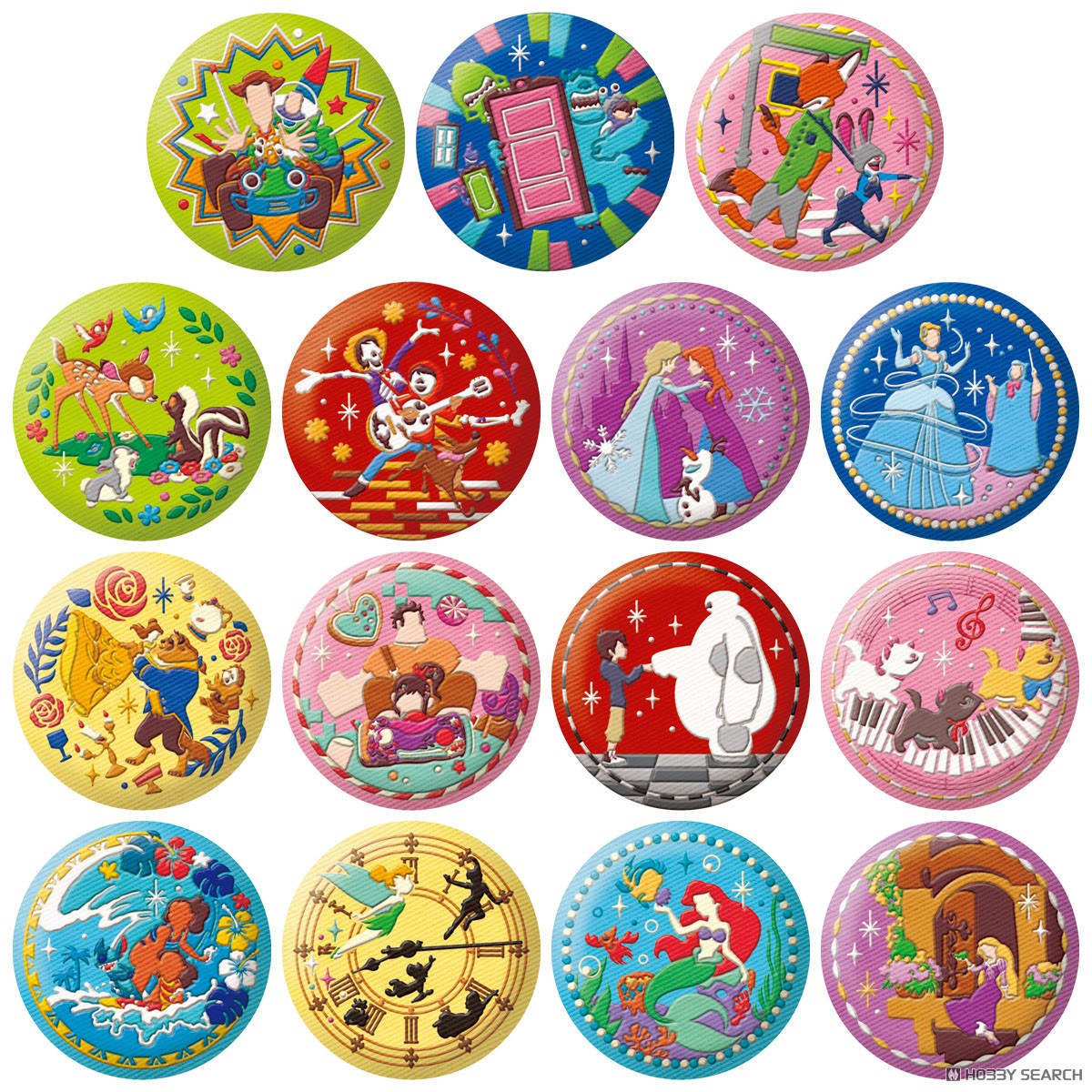 Disney Characters Embroidered Pin Badge Biscuit Set 2