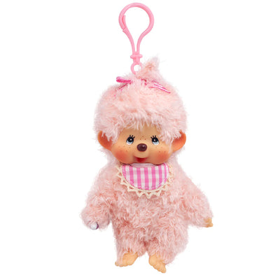 Monchhichi Fluffy Pink Beige Keychain