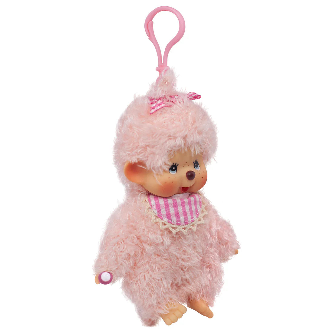 Monchhichi Fluffy Pink Beige Keychain