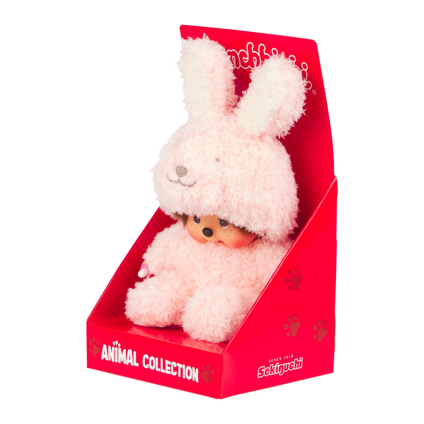 Sekiguchi Monchhichi Sitting Fluffy Bunny Doll Plush
