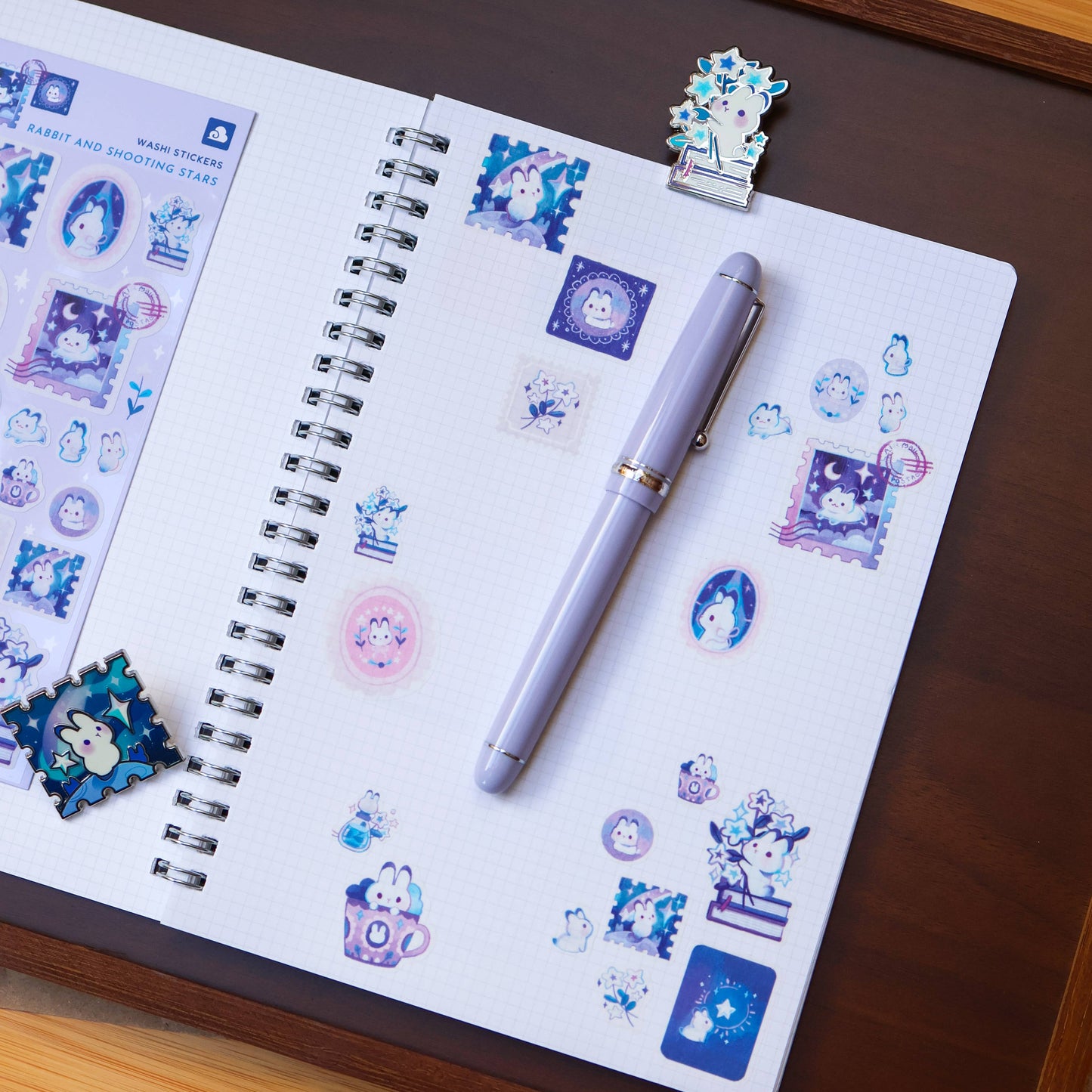 Sticker Sheet (Washi) - Rabbit and Shooting Stars