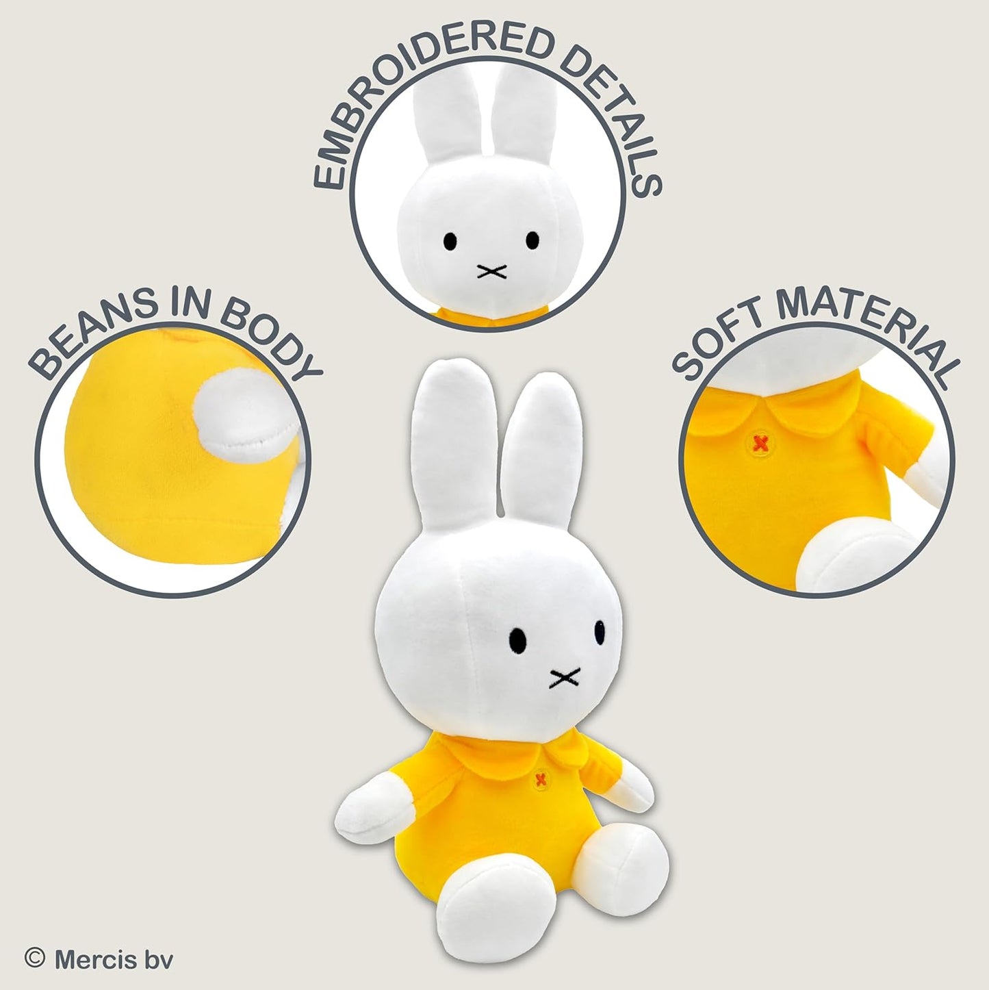 Miffy 8” White with Yellow Sewn-In Dress
