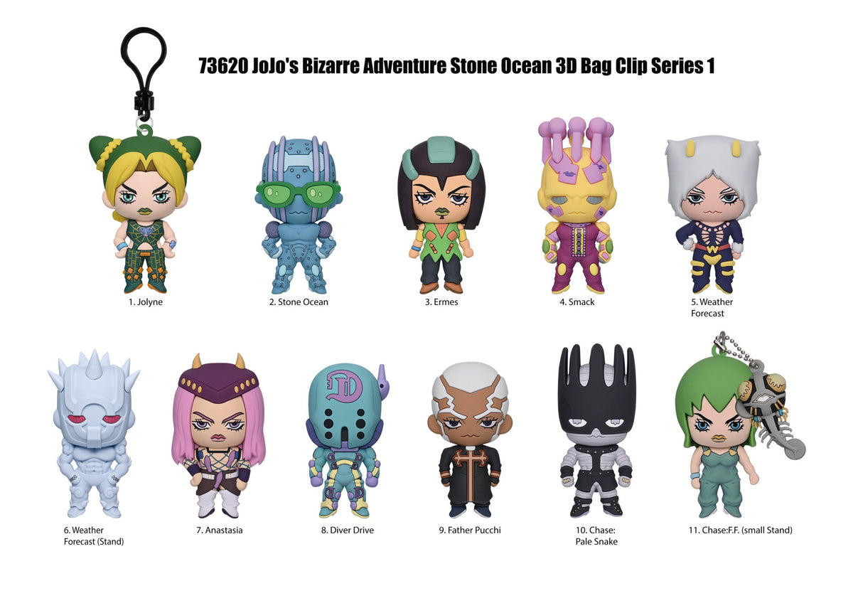 JoJo’s Bizarre Adventure, Stone Ocean 3D Foam Bag Clip, Series 1