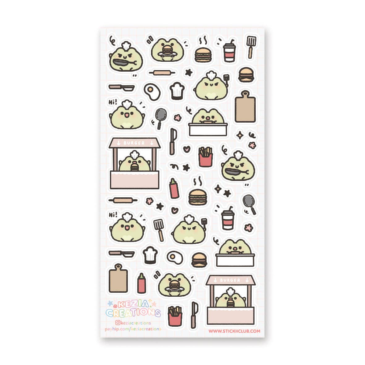 Burger Froggy Chef Sticker Sheet