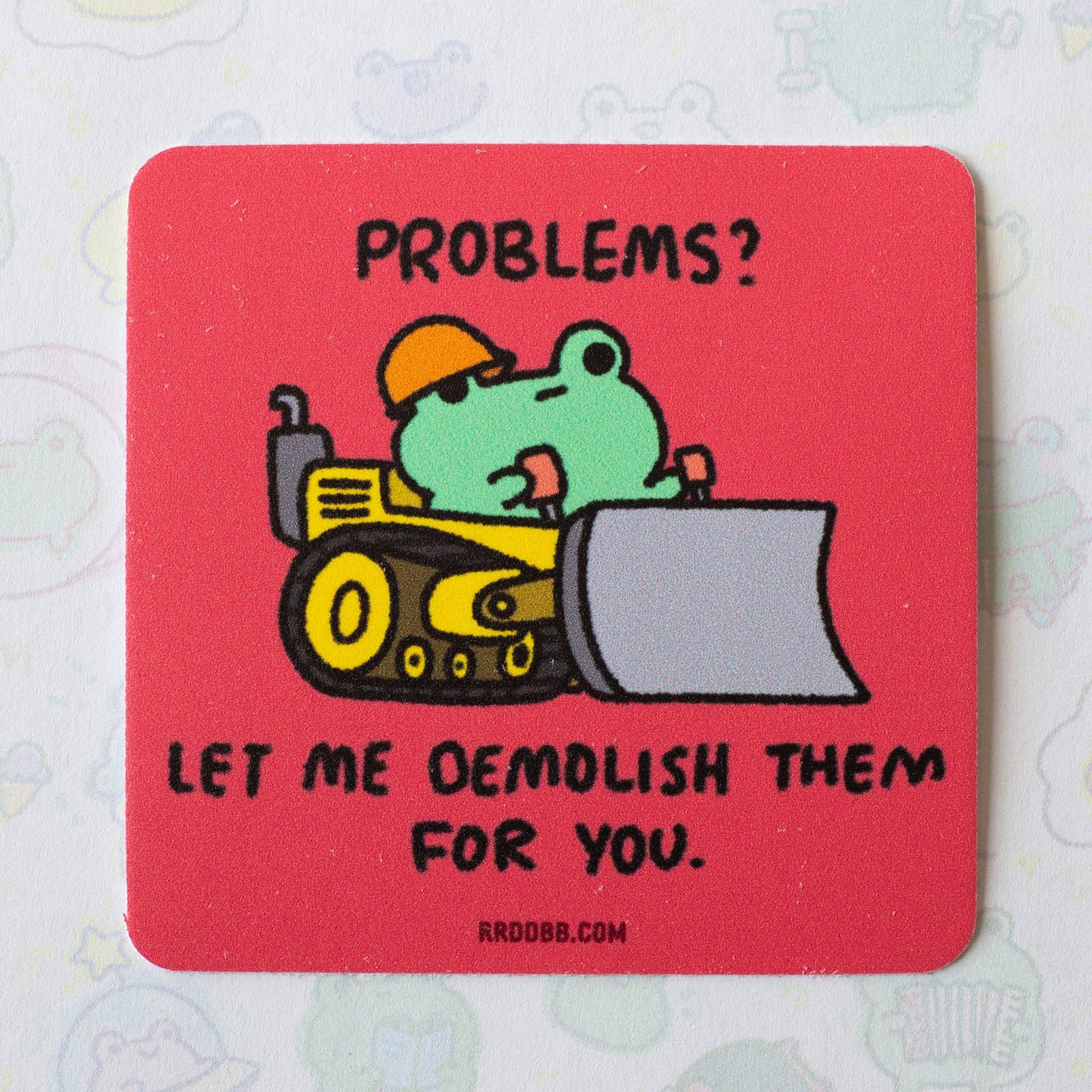 Bulldozer Frog Vinyl Sticker