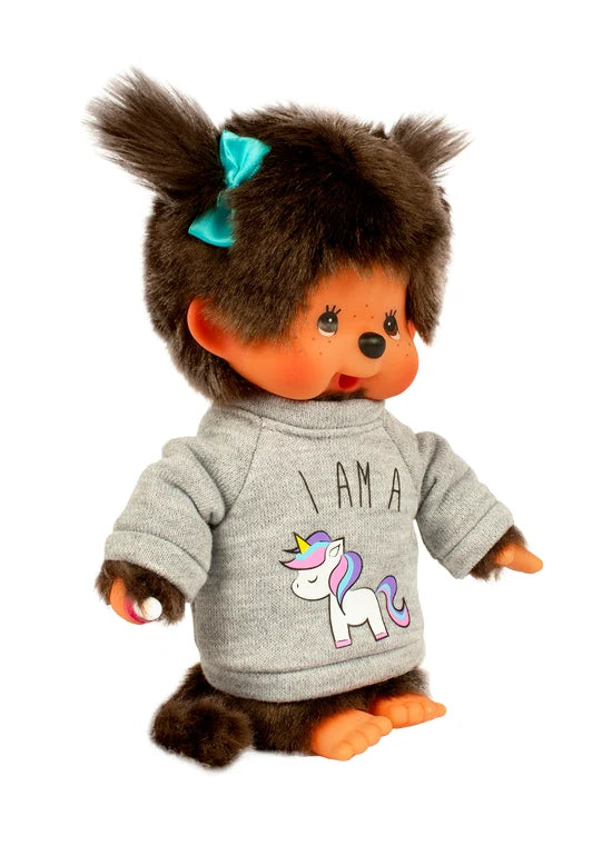 Monchhichi Girl w/ Unicorn Sweater Plush Toy