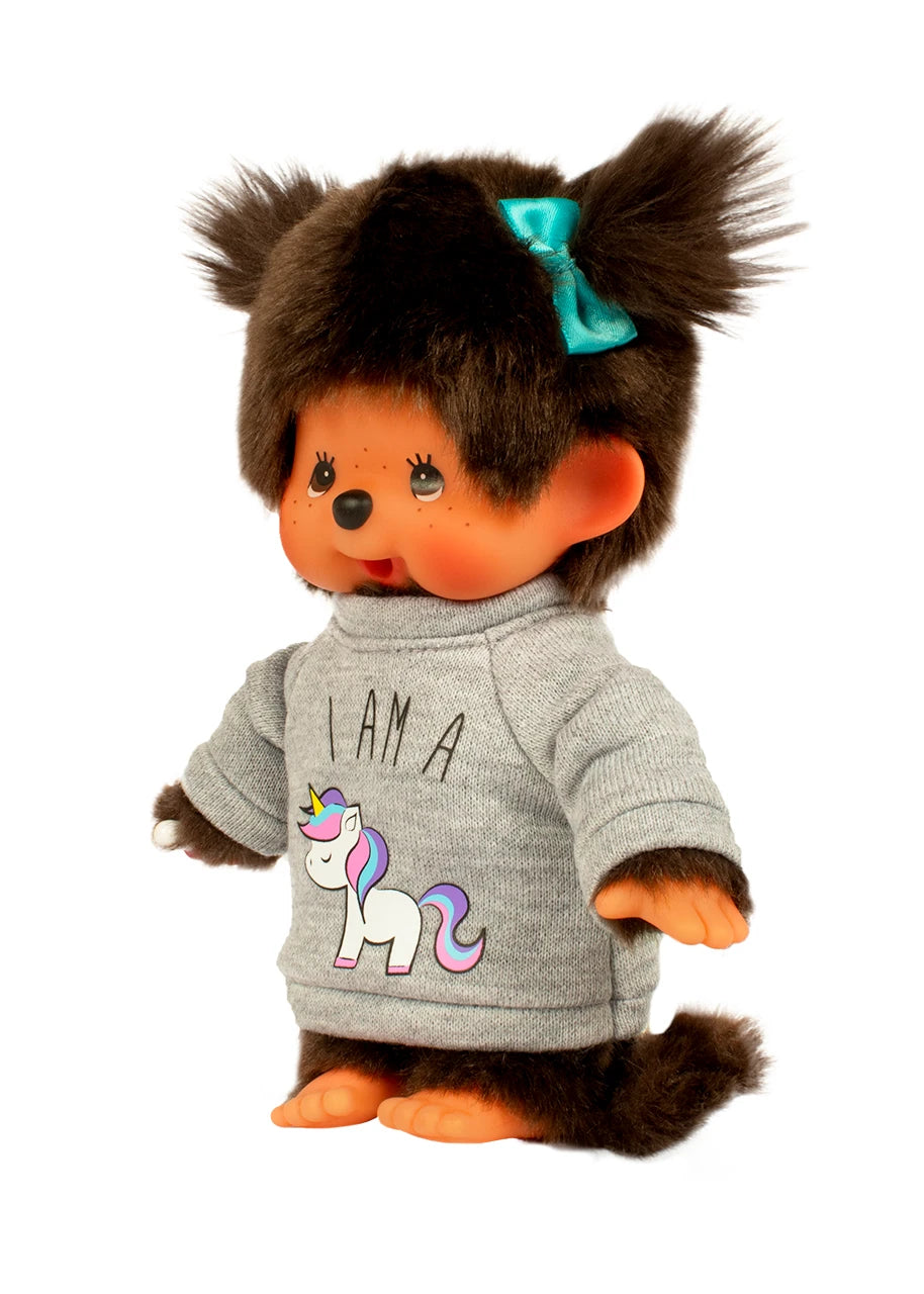 Monchhichi Girl w/ Unicorn Sweater Plush Toy