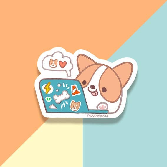 Vinyl Sticker Laptop - Corgi