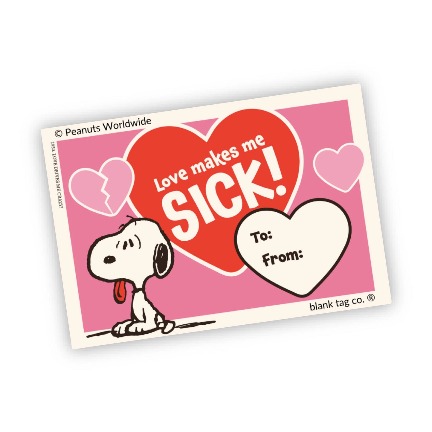 Peanuts® Waterproof Sticker - Love Makes Me Sick