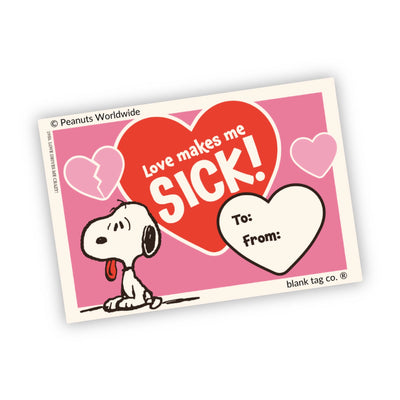 Peanuts® Waterproof Sticker - Love Makes Me Sick