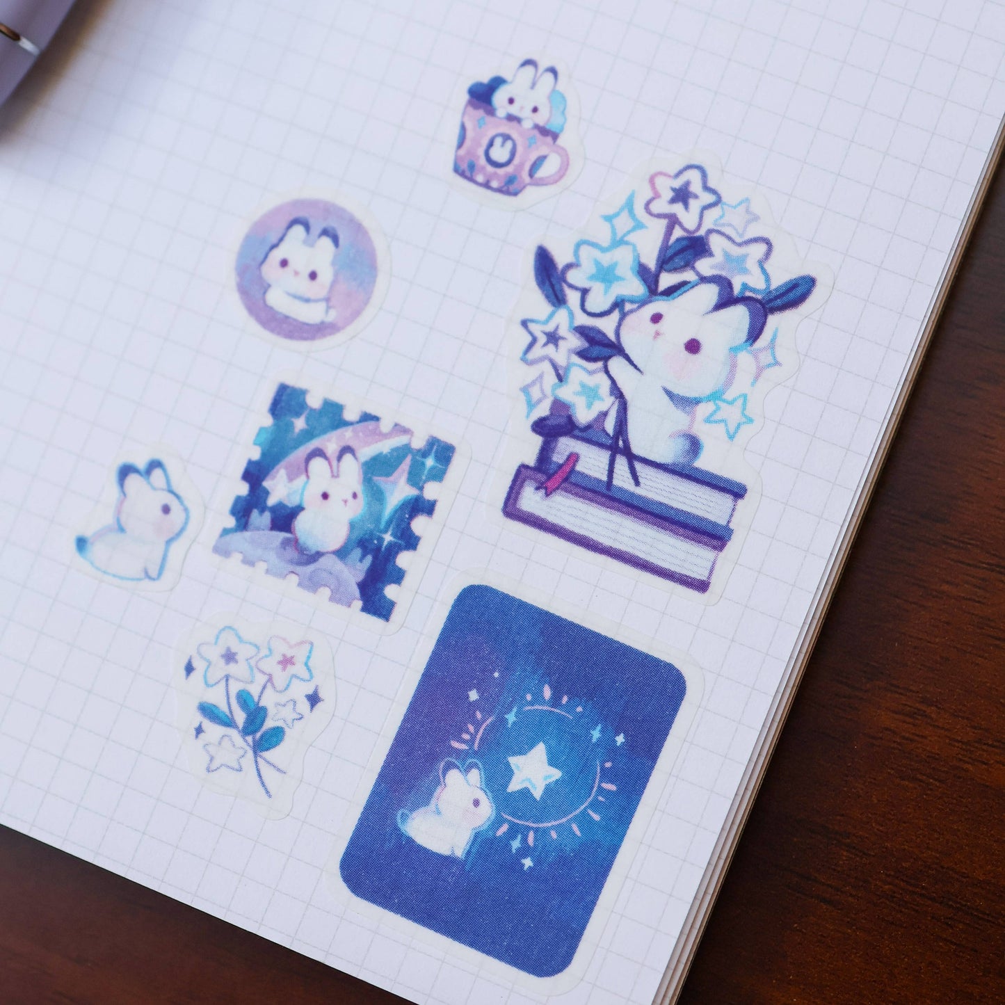 Sticker Sheet (Washi) - Rabbit and Shooting Stars