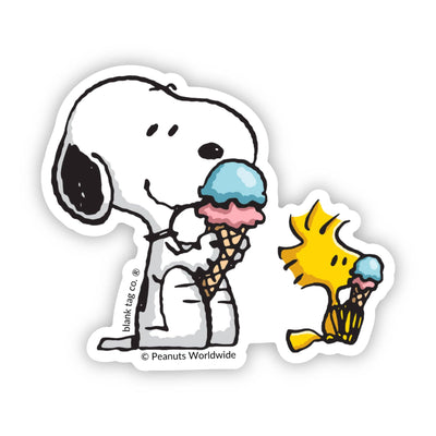 Peanuts® Waterproof Sticker - Snoopy and Woodstock Eatin