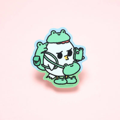 Grumpy Chicken Frog Outfit Vinyl Sticker